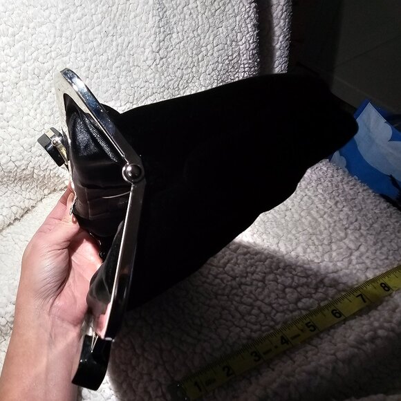 Leko London Black Velvet Clutch – Metal Frame, Decorative Clasp - Picture 7 of 8